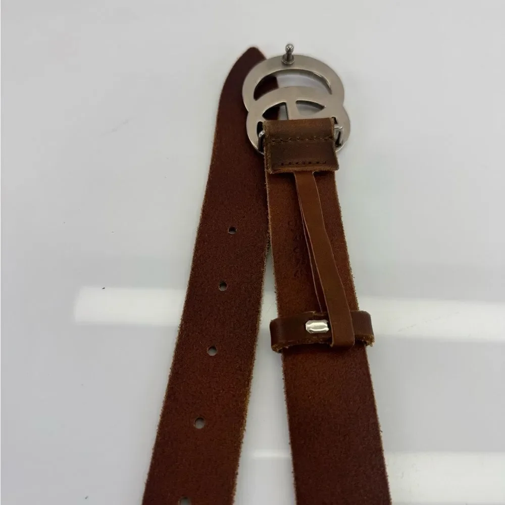 Authentic Gucci Distressed Raw Edge Brown Leather Belt 414516 75/30